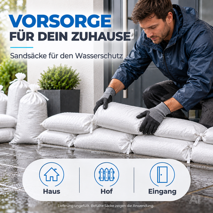 10x Sandsäcke 40x60 cm mit Schnürband zum Wasserschutz bei Hochwasser ungefüllt - Hochwasserschutz - Sack & Gewebesack