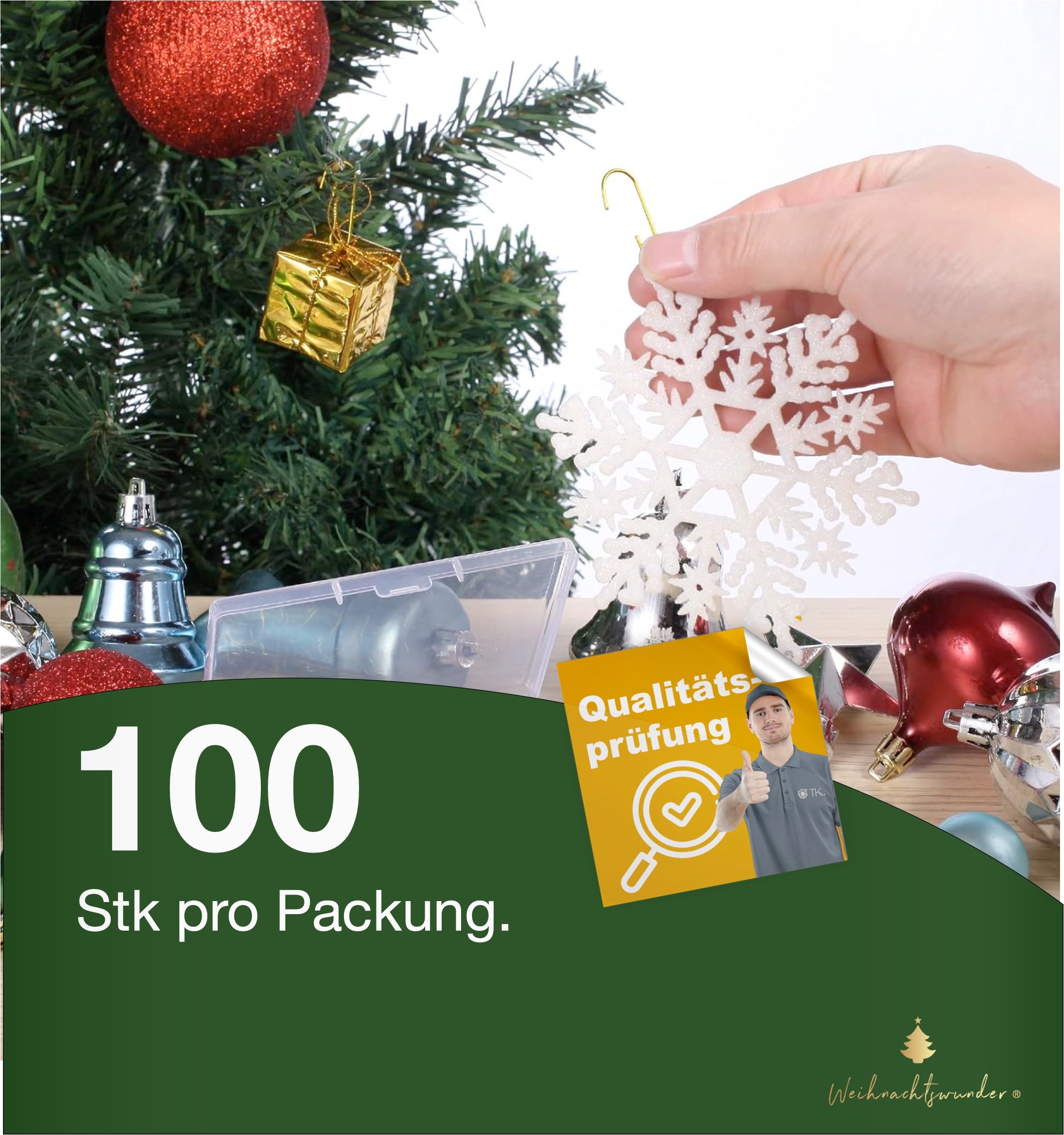 Weihnachtswunder® 100x Haken Weihnachtsbaum Baumhaken Gold