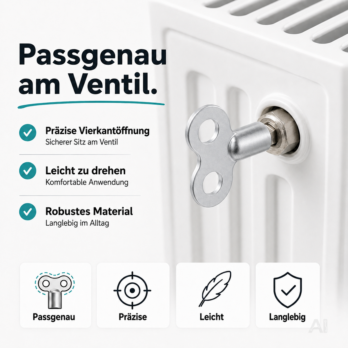 4x Heizkörper-Entlüftungsschlüssel: Schlüssel zum Entlüften von Heizungen