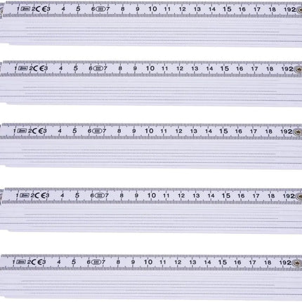 5x Premium Zollstock - Maßstab Gliedermaßstab - 200 cm - Meterstab - Maßband weiß