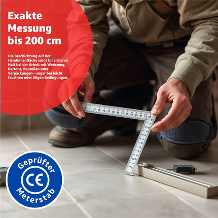 5x Premium Zollstock - Maßstab Gliedermaßstab - 200 cm - Meterstab - Maßband weiß