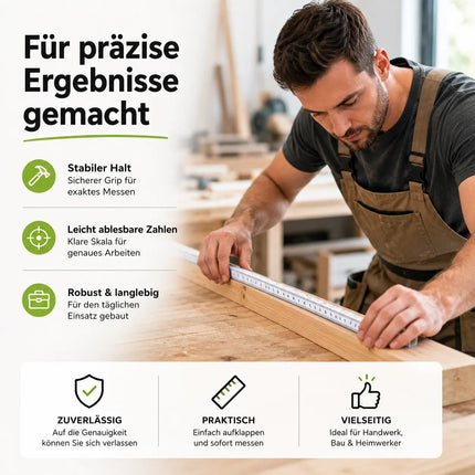 5x Premium Zollstock - Maßstab Gliedermaßstab - 200 cm - Meterstab - Maßband weiß