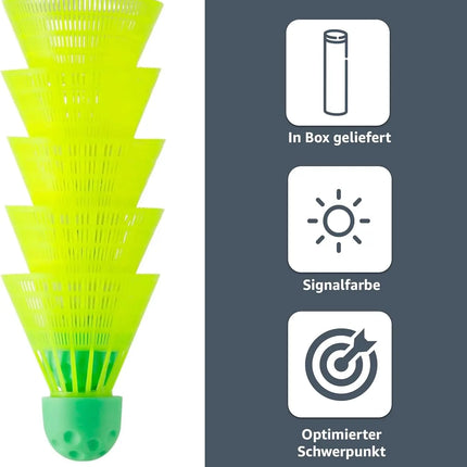 5x Speedbadminton Federbälle schnell gelb Badmintonbälle für Training & Wettkampf