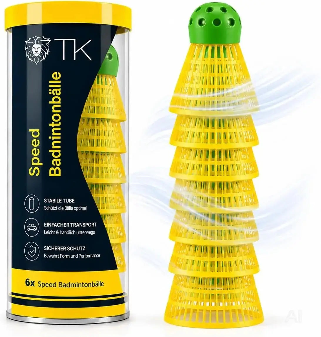 5x Speedbadminton Federbälle schnell gelb Badmintonbälle für Training & Wettkampf