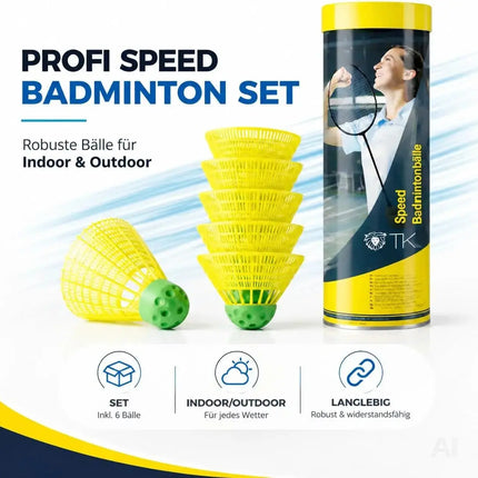 5x Speedbadminton Federbälle schnell gelb Badmintonbälle für Training & Wettkampf – Detailansicht 3