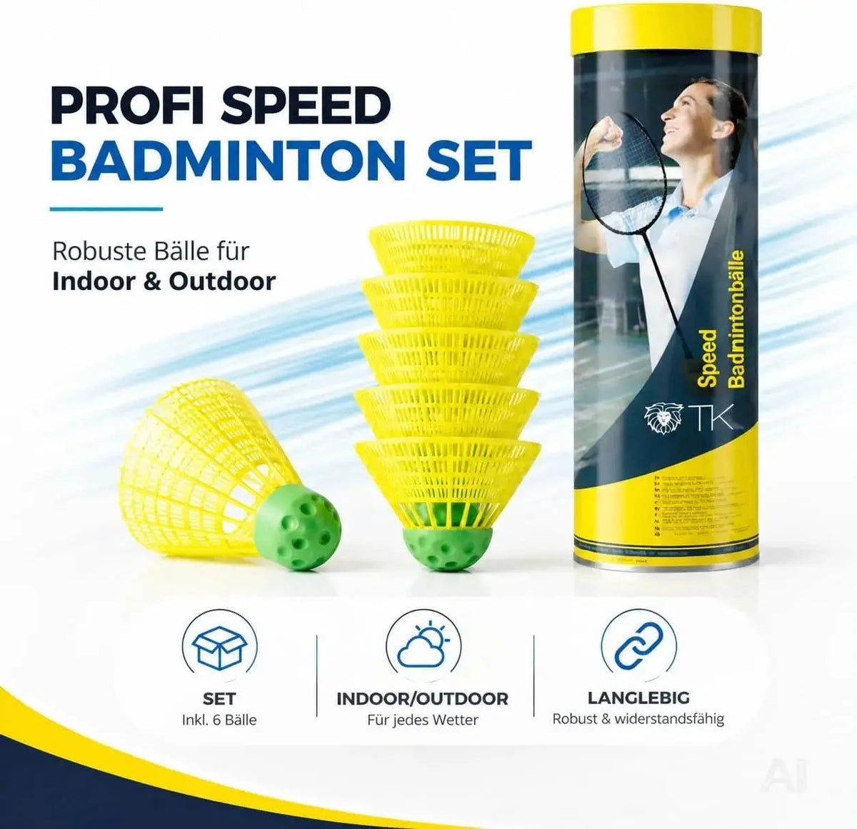 5x Speedbadminton Federbälle schnell gelb Badmintonbälle für Training & Wettkampf – Detailansicht 3