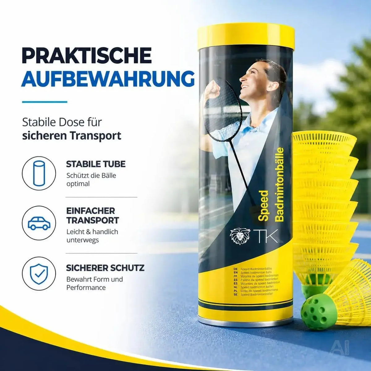 5x Speedbadminton Federbälle schnell gelb Badmintonbälle für Training & Wettkampf – Detailansicht 6