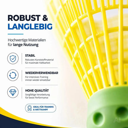 5x Speedbadminton Federbälle schnell gelb Badmintonbälle für Training & Wettkampf – Detailansicht 7