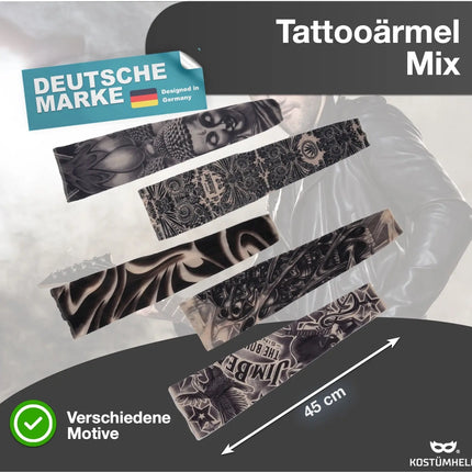 5x Tattoo Ärmel Fasching Tattoo Strumpf aus Nylon - täuschend echt -Armstrumpf