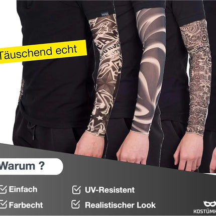 5x Tattoo Ärmel Fasching Tattoo Strumpf aus Nylon - täuschend echt -Armstrumpf