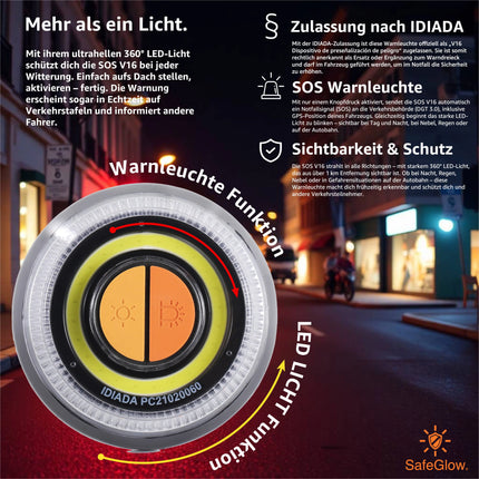 5x Warnleuchte V16 DGT Notlicht - Warndreieck - Pannendreieck verpflichtend ab 2026 Spanien - für Auto & Mottorad [Energieklasse A]