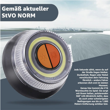 5x Warnleuchte V16 DGT – zugelassenes Notlicht & Warndreieck Ersatz – Pflicht ab 2026 in Spanien – Sicherheitslicht für Auto & Motorrad