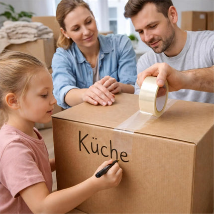 6 Rollen transparentes Klebeband à 66 m – extra starkes Packband für Pakete & Kartons, geeignet für Paketbandabroller, zuverlässiges Verpacken