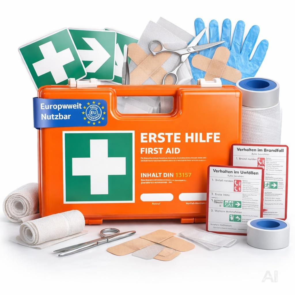 Erste Hilfe Koffer DIN 13157 Kasten für Wand & Zuhause & Betrieb