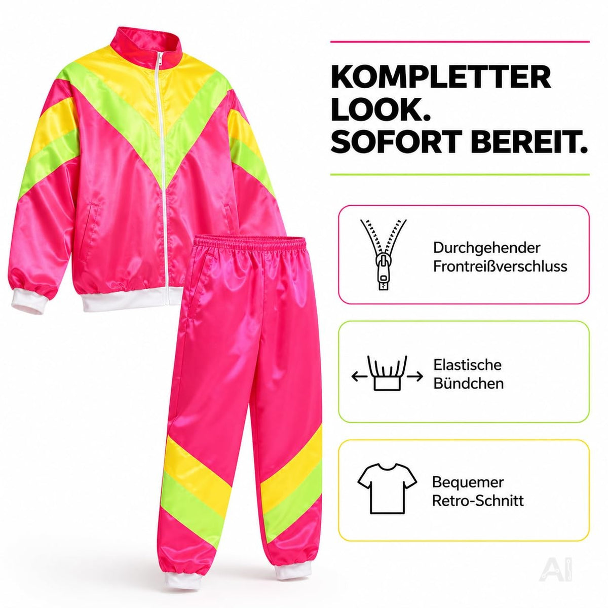 Pinker Retro-Trainingsanzug als Kostüm
