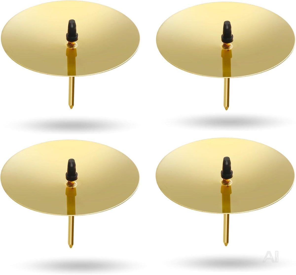 4 Kerzenstecker in Gold, ca. 5 cm – Adventskranz-Kerzenhalter mit Dorn