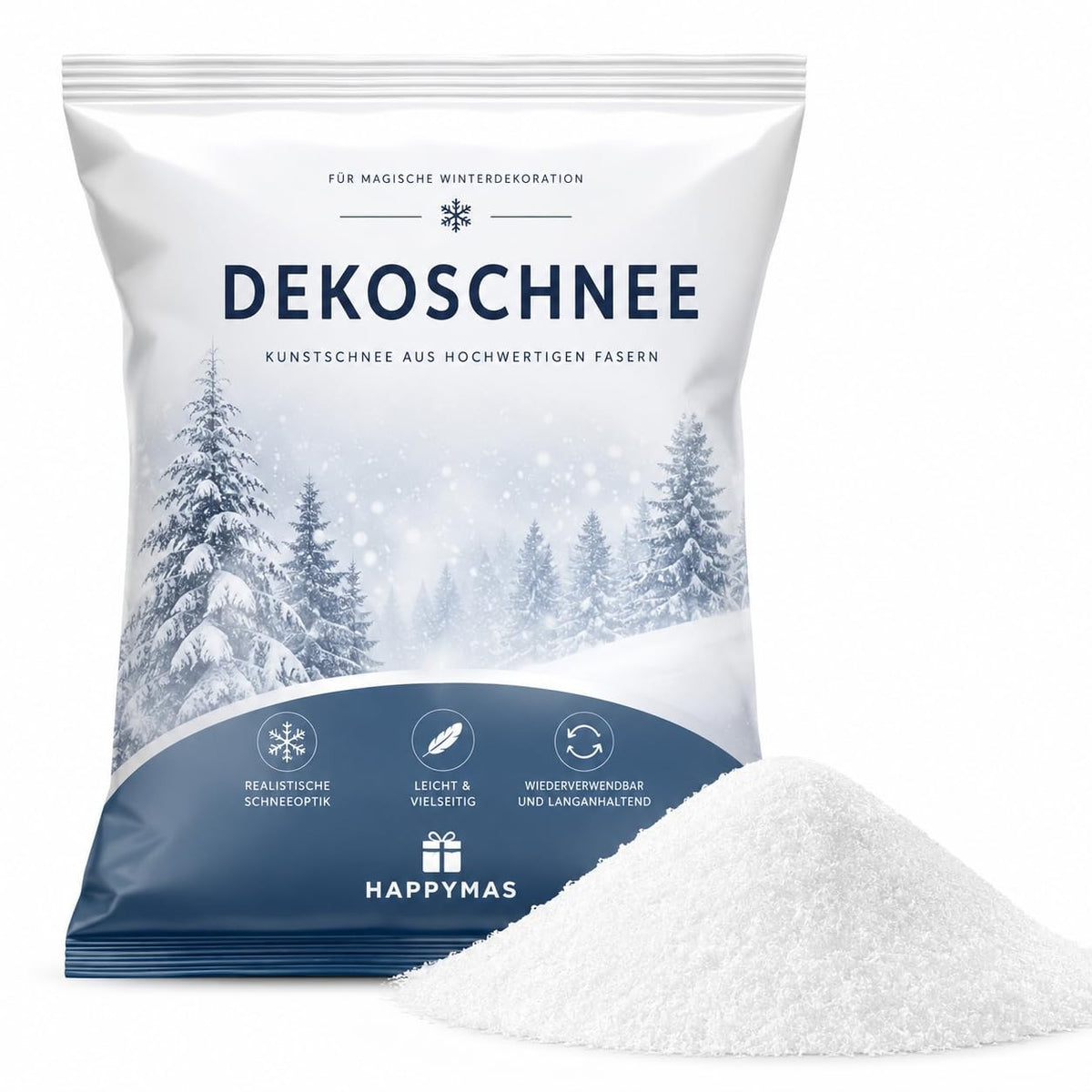 Täuschend echter Kunstschnee, Schnee weich und fluffig - glitzernder Dekoschnee für Dekoration - Deko Streuschnee Weihnachten