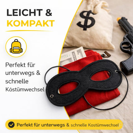 Schwarze Augenmaske für ein Banditenkostüm