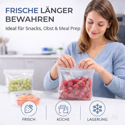 100x Druckverschlussbeutel Zip Set Baggys Baggies - reißfest & transparent Plastikbeutel Plastiktüten Polybag Zipper Ziplock Beutel klein & groß (6x8cm)