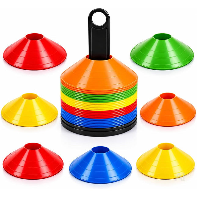20x Markierungshütchen Slalom Hütchen Kegel für Fußball, Leichtathletik - Trainingszubehör & Fußballzubehör