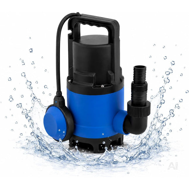 Schmutzwasser-Tauchpumpe, 400 W, 7.500 l/h – 5 m Förderhöhe, 4 m Tauchtiefe, 10 m Kabel, einstellbarer Schwimmerschalter