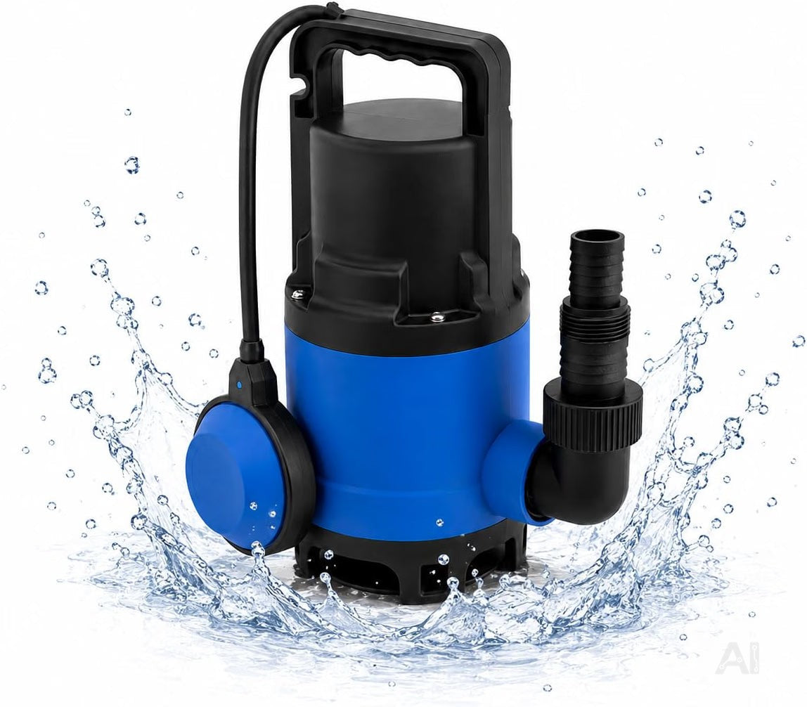Schmutzwasser-Tauchpumpe, 400 W, 7.500 l/h – 5 m Förderhöhe, 4 m Tauchtiefe, 10 m Kabel, einstellbarer Schwimmerschalter