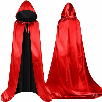 Vampirkostüm Umhang rot & schwarz mit Kapuze - für Kinder & Erwachsene - Fasching & Karneval