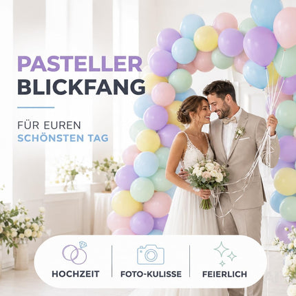 50x Luftballons pastell - macaroon Ø 35 cm für Geburtstag & Hochzeit & Party - Luft & Helium