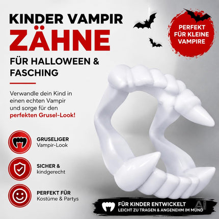 20x Vampirzähne für Kinder - Vampirgebiss - kinderfreundlich - stabil & unbedenklich