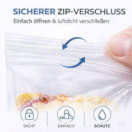 100x Druckverschlussbeutel Zip Set Baggys Baggies - reißfest & transparent Plastikbeutel Plastiktüten Polybag Zipper Ziplock Beutel klein & groß (6x8cm)