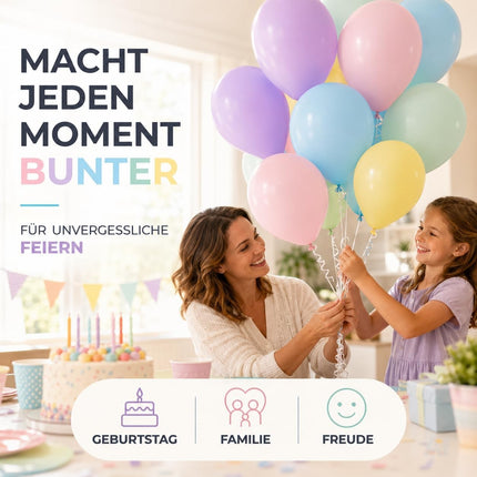 50x Luftballons pastell - macaroon Ø 35 cm für Geburtstag & Hochzeit & Party - Luft & Helium