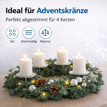 Kerzenhalter mit Dorn für Adventskränze – mit Kerzen in einem Adventskranz
