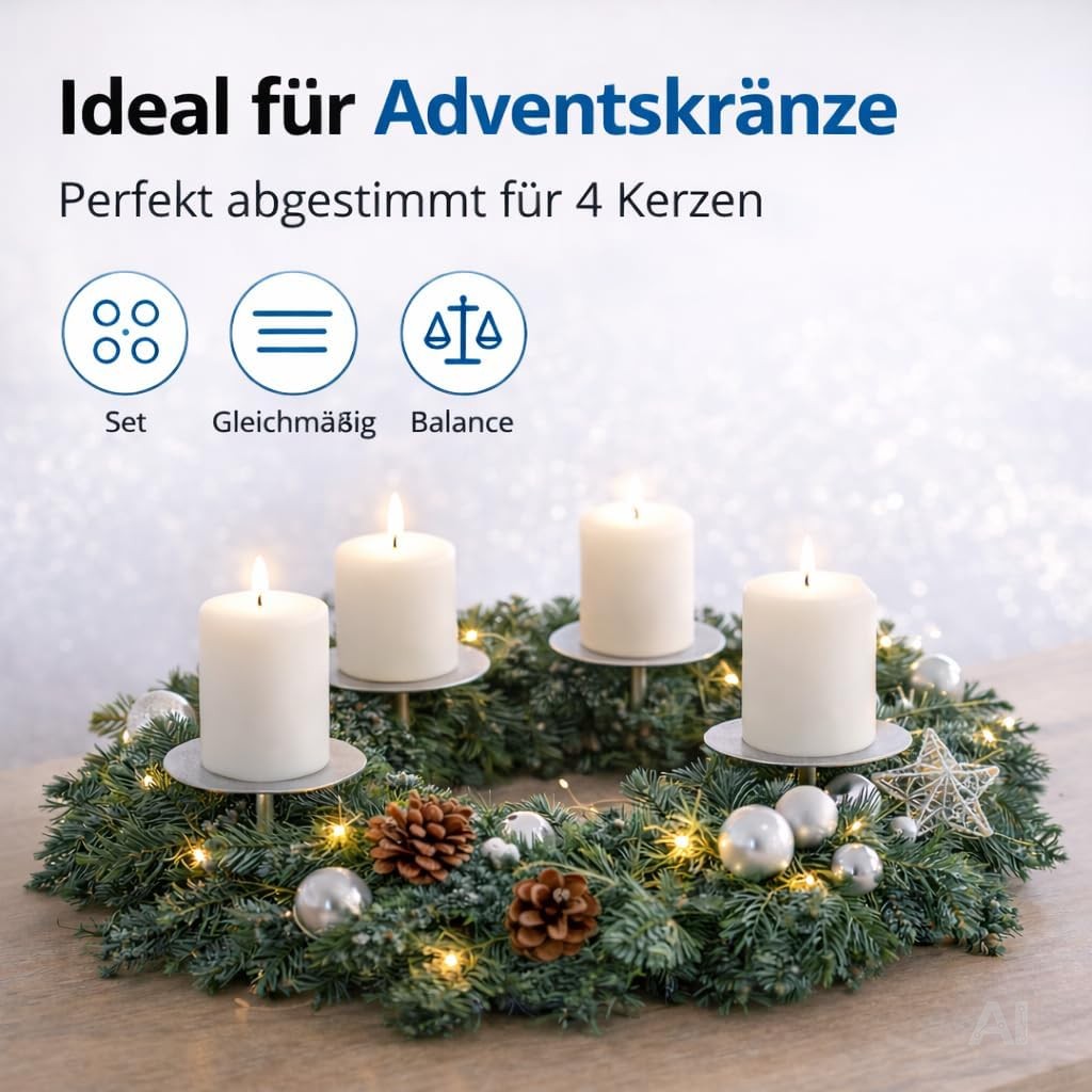 Kerzenhalter mit Dorn für Adventskränze – mit Kerzen in einem Adventskranz