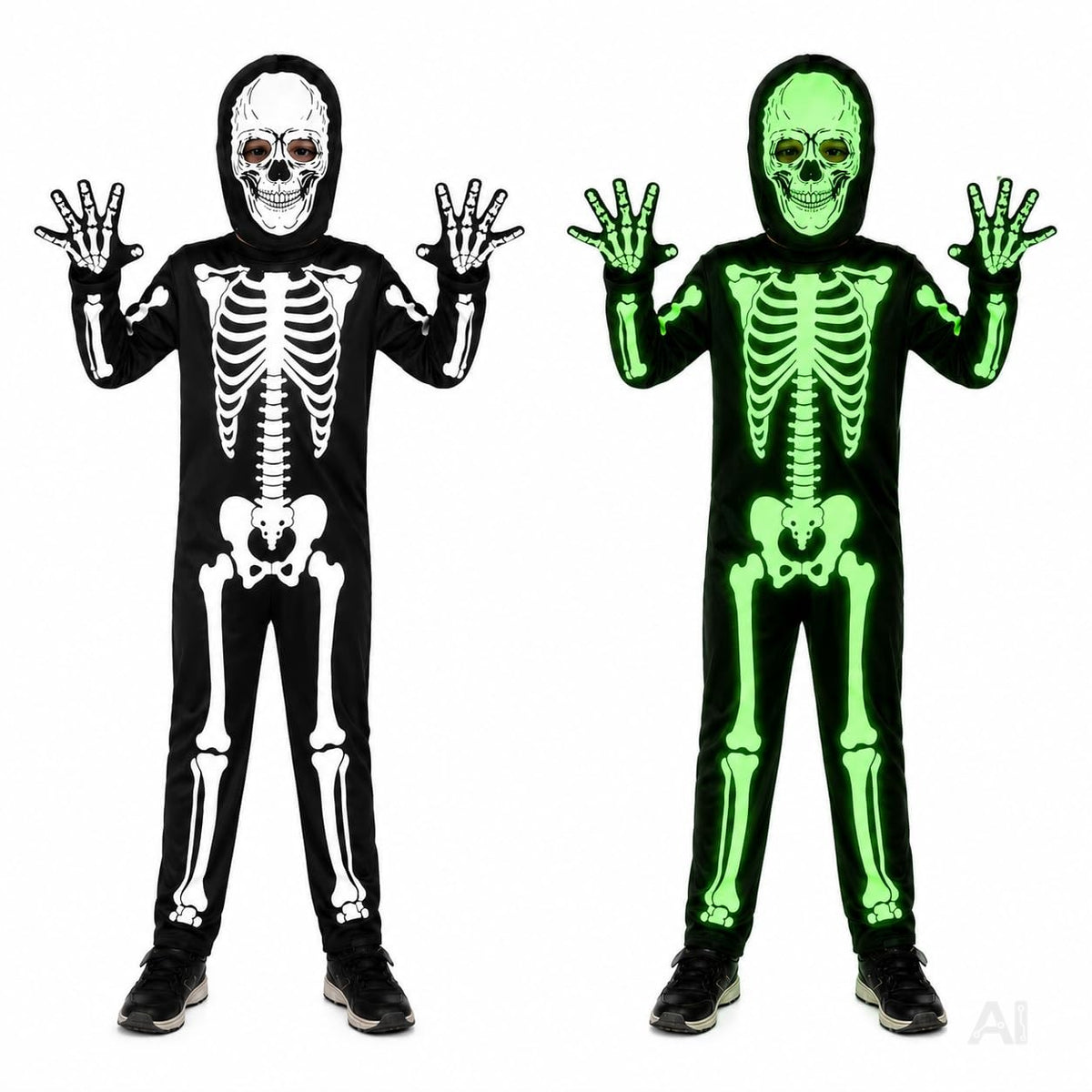 Kinder Skelett Kostüm – Halloween Verkleidung mit Leuchteffekt