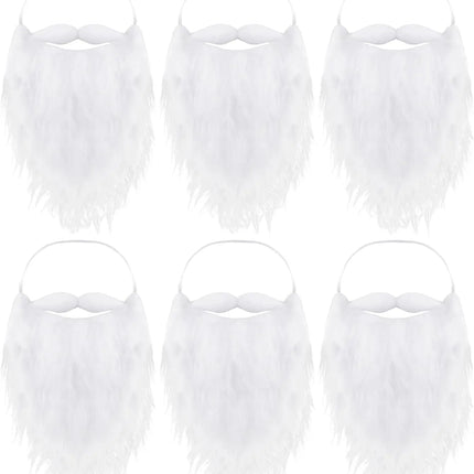 6X Nikolausbart - Weihnachtsmannbart - als Santa Claus Nikolauskostüm & Weihnachtsmannkostüm - Bart weiß Weiss - zum Verkleiden als Nikolaus - Weihnachtsmann