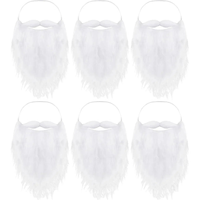 6X Nikolausbart - Weihnachtsmannbart - als Santa Claus Nikolauskostüm & Weihnachtsmannkostüm - Bart weiß Weiss - zum Verkleiden als Nikolaus - Weihnachtsmann