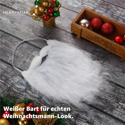 6X Nikolausbart Weiss - Perfekt zum Verkleiden als Nikolaus