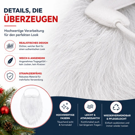 6X Nikolausbart Weiss - Perfekt zum Verkleiden als Nikolaus