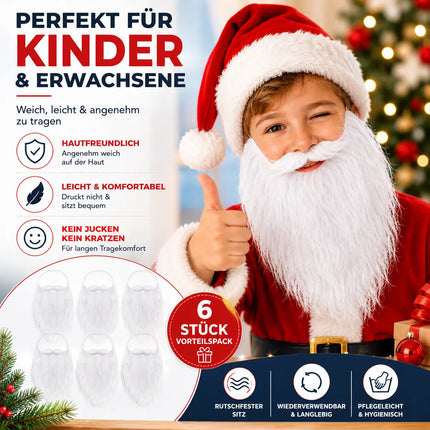 6X Nikolausbart Weiss - Perfekt zum Verkleiden als Nikolaus