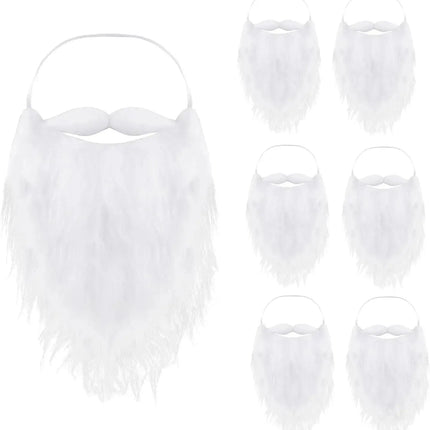 6X Nikolausbart Weiß - Perfekt zum Verkleiden als Nikolaus