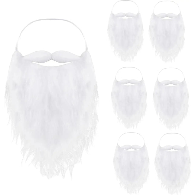 6X Nikolausbart Weiss - Weihnachtsmannbart - Bart weiß Weiss - zum Verkleiden als Nikolaus - Accessoures Weihnachtsmann - Weihnachten