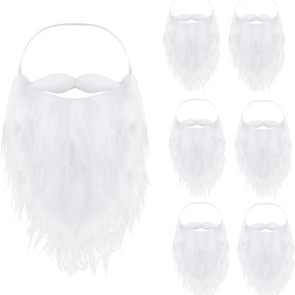 6X Nikolausbart Weiss - Weihnachtsmannbart - Bart weiß Weiss - zum Verkleiden als Nikolaus - Accessoures Weihnachtsmann - Weihnachten