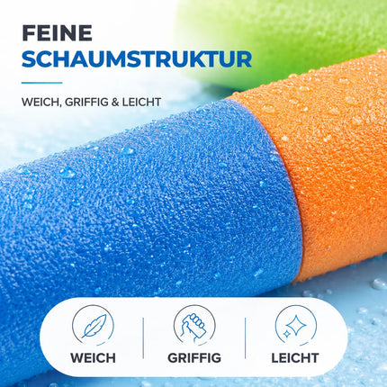 6X Wasserpistolen bunt, Für Kinder & Erwachsene aus weichem Schaumstoff - Extra Große Reichweite - Wasserspritzpistole