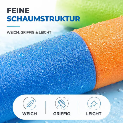 6X Wasserpistolen bunt, Für Kinder & Erwachsene aus weichem Schaumstoff - Extra Große Reichweite - Wasserspritzpistole