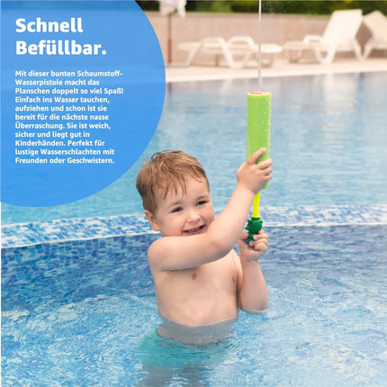 6X Wasserrpistolen bunt, Für Kinder & Erwachsene aus weichem Schaumstoff - Extra Große Reichweite - Wasserspritzpistole
