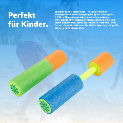 6X Wasserrpistolen bunt, Für Kinder & Erwachsene aus weichem Schaumstoff - Extra Große Reichweite - Wasserspritzpistole