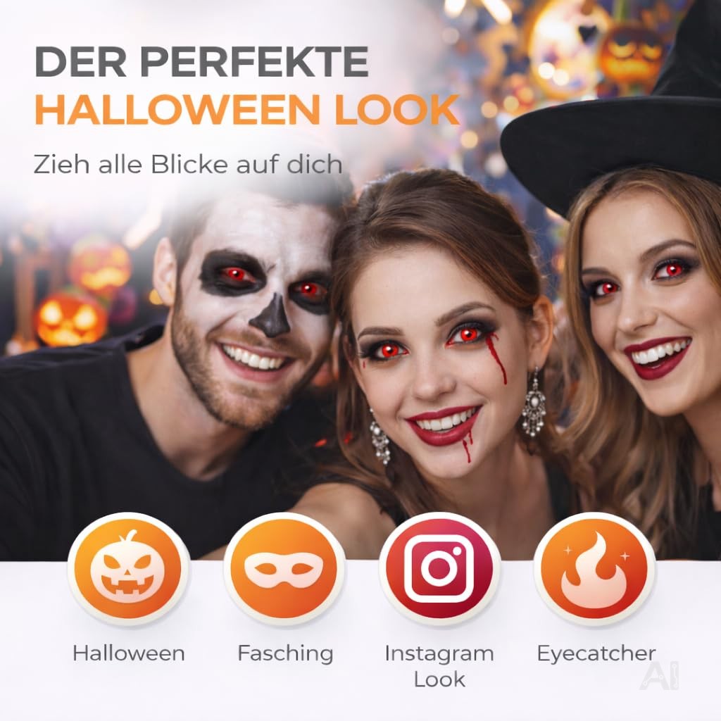 Rote Halloween-Kontaktlinsen ohne Stärke