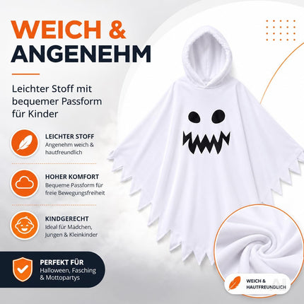 Halloween Kostüm Geist weiß – Gespenst Kostüm für Halloween, Fasching & Karneval – Gruselige Geister Verkleidung
