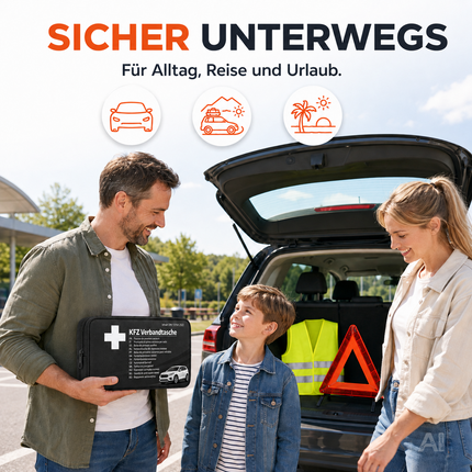 3 in 1 - Auto Erste Hilfe Set 2026 - Verbandstasche & Warnweste Pannenweste – Detailansicht 6