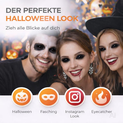 Halloween Kontaktlinsen ohne Stärke – Gruselige Vampir & Dracula Linsen für Fasching, Karneval, Cosplay & Halloween (Schwarz, 1 Paar / 2 Stück)